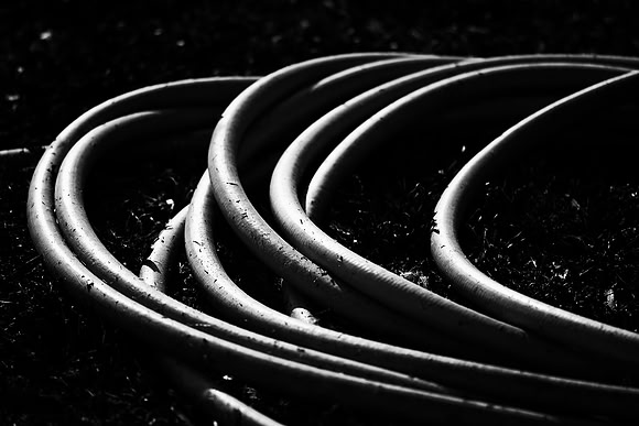 "water hose", "black & white", artistic, abstract, garden, yard, house, hobby, water, Bertazzoni, Nikon,