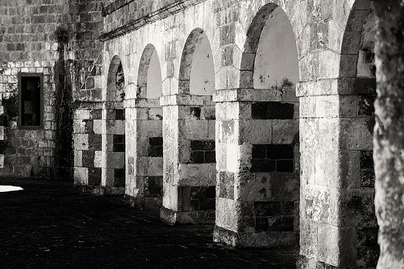 architectural, archway, "black & white", bricks, details, highlights, "old archway", shade, structure.