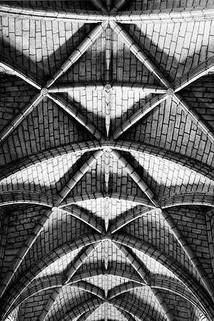 arches, architectural, "black & white", bricks, building, cathedral, church, details, lines, structure