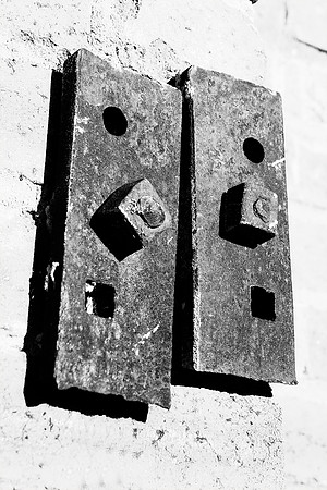 bolts, "metal plates, "black & white", wall, structure, abstract, buildings, artistic
