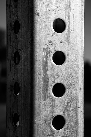 holes, beam, metal, "metal beam", "black & white", artistic, tool, abstract