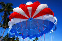 parachute, colors, details, red, blue, sport, sky, sun, scenic, outdoor, artistic, abstract,